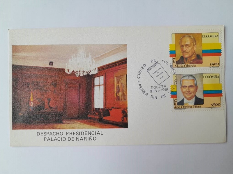 Presidentes: José María Obando y  Mariano Ospina Pérez - Correo Primer Día de Servicio, 9-VI-1981.