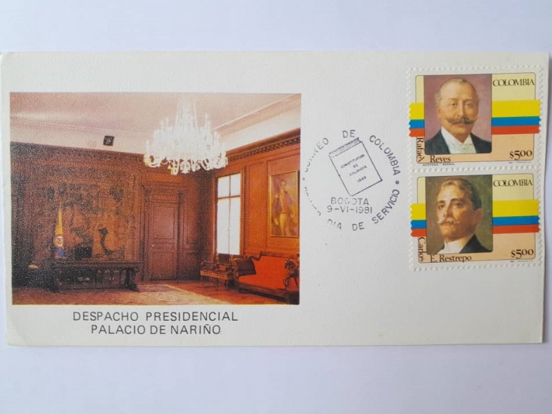 Presidentes: Rafael Reyes Prieto (1849-1921) y Carlos Eugenio Restrepo (1867-1937)- Correo Primer Dí