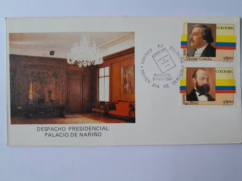 Presidentes: José Vicente Concha y Santiago Pérez Monsalva- Correo primer Día de Servicio, 9-VI-1981