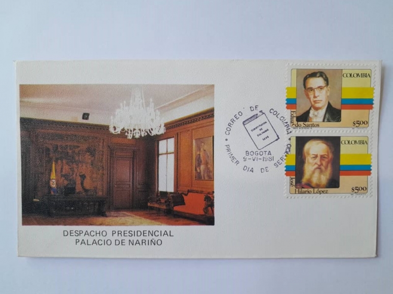 Presidentes: Eduardo Santos y José Hilario López- Correo primer Día de Servicio, 9-VI-1981 