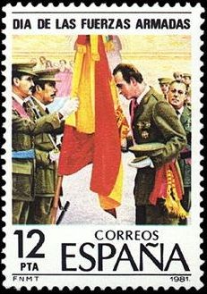 ESPAÑA 1981 2617 Sello Nuevo Dia de las Fuerzas Armadas. Juan Carlos I Renovando su Juramento a la B