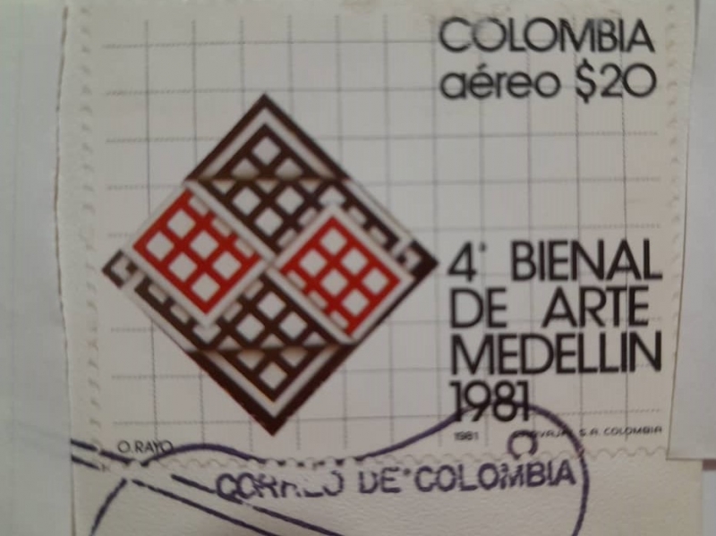 4°Bienal de Arte-Medellín 1981- Abstracto-del pintor Colombiano Omar Rayo (19228-2010)