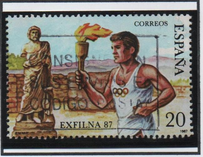Exposición Filatélica Nacional: Atleta portando l' antorcha Olimpica