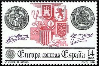 ESPAÑA 1982 2657 Sello Nuevo XXIII Serie Europa Historia La Unidad de España Yvert2285 Scott2290