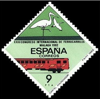 ESPAÑA 1982 2670 Sello Nuevo XXIII Congreso Internacional de Ferrocarriles Cartel y tren