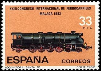 ESPAÑA 1982 2672 Sello Nuevo XXIII Congreso Internacional de Ferrocarriles Locomotora Montaña