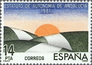 ESPAÑA 1983 2686 Sello Nuevo Estatuto de Autonomia Andalucia c/señal de charnela Yvert2308 Scott2314