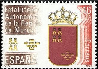 ESPAÑA 1983 2690 Sello Nuevo Estatuto de Autonomia Murcia Yvert2311 Scott2317