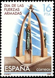 ESPAÑA 1983 2710 Sello Nuevo Dia de las Fuerzas Armadas Monumento en Burgos Yvert2327 Scott2333