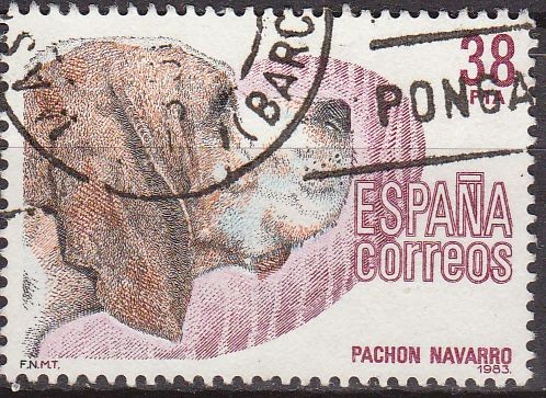 ESPAÑA 1983 2714 Sello Perros de Raza Española Pachon Navarro Usado Yvert2331 Scott2337
