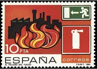 ESPAÑA 1984 2733 Sello Nuevo Prevencion Accidentes Laborales Peligro de fuego en talleres y fabricas
