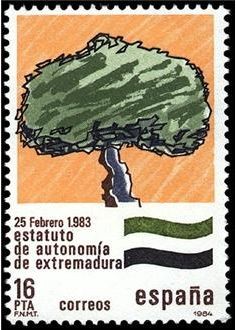 ESPAÑA 1984 2735 Sello Nuevo Estatuto de Autonomia Extremadura Yvert2355 Scott2361