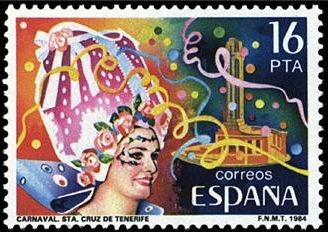 ESPAÑA 1984 2744 Sello Nuevo Fiestas Populares Españolas Carnaval Santa Cruz Tenerife Yvert2357 Scot
