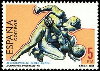 ESPAÑA 1984 2770 Sello Nuevo Juegos Olimpicos Los Angeles Luchadores Bronce s.XV a.C Yvert2385 Scott