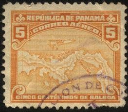 Aeroplano y mapa de Panamá.