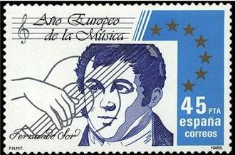 ESPAÑA 1985 2805 Sello Nuevo Año Europeo de la Musica Fernando Sor Yvert2423 Scott2444