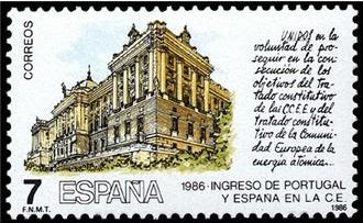 ESPAÑA 1986 2825 Sello Nuevo Ingreso España en CEE Palacio Real de Madrid Yvert2444 Scott2463