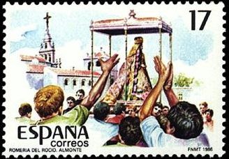 ESPAÑA 1986 2842 Sello Nuevo Fiestas Populares Españolas Romería del Rocio Yvert2463 Scott2477