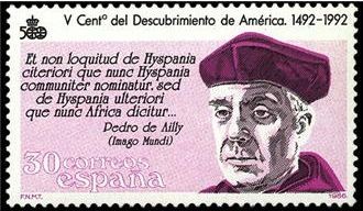 ESPAÑA 1986 2863 Sello Nuevo V Cent. Descubrimiento de America Pedro de Ailly (1380-1454) Yvert2481