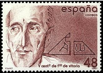 ESPAÑA 1987 2883 Sello Nuevo V Centenario del nacimiento de Francisco de Vitoria Yvert2498 Scott2508