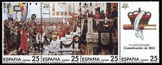 ESPAÑA 1987 2887BL Sellos Nuevos 175 Aniv Constitución La Promulgación de 1812 Salvador Viniegra (Mu