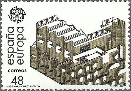 ESPAÑA 1987 2905 Sello Nuevo Serie Europa Arte Moderno Arquitectura Museo Nacional de Arte Romano de