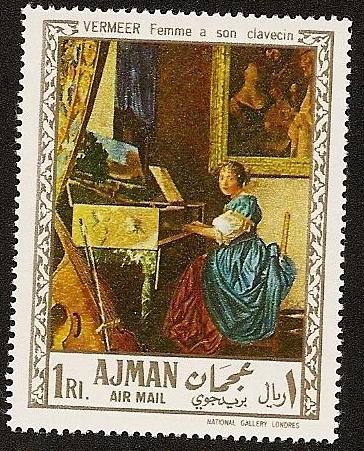 AJMAN - Pintura Vermeer - mujer en su clavecin - Galeria Nal. Londres