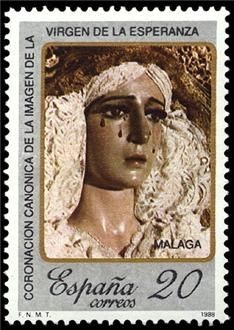 ESPAÑA 1988 2954 Sello Nuevo Coronación canonica Imagen Virgen de la Esperanza Malaga Scott2561