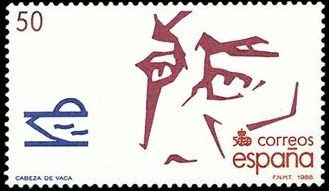 ESPAÑA 1988 2973 Sello Nuevo Descubrimiento de America Alvaro Nuñez Cabeza de Vaca Michel2854 S-2575
