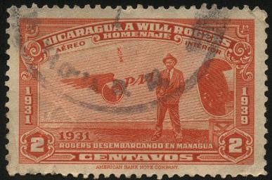 WILL ROGERS desembarcando en Managua. 1931. Homenaje de Nicaragua al destacado cowboy, humorista, ac