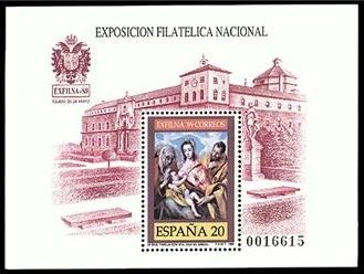 ESPAÑA 1989 3012 Sello Nuevo HB Exposición Filatelica Nacional Exfilna'89 Sagrada Familia El Greco P