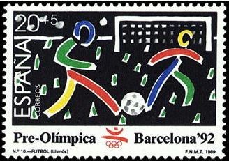ESPAÑA 1989 3026 Sello Nuevo Barcelona'92 III Serie Pre-olimpica Futbol Michel2906 ScottB151