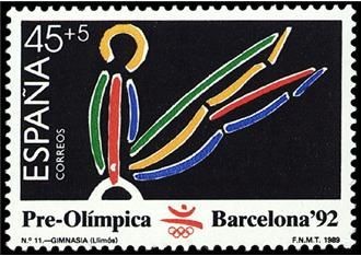 ESPAÑA 1989 3027 Sello Nuevo Barcelona'92 III Serie Pre-olimpica Gimnasia Michel2907 ScottB152