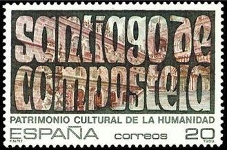 ESPAÑA 1989 3041 Sello Nuevo Patrimonio Humanidad Coruña Ciudad Santiago de Compostela Michel2919