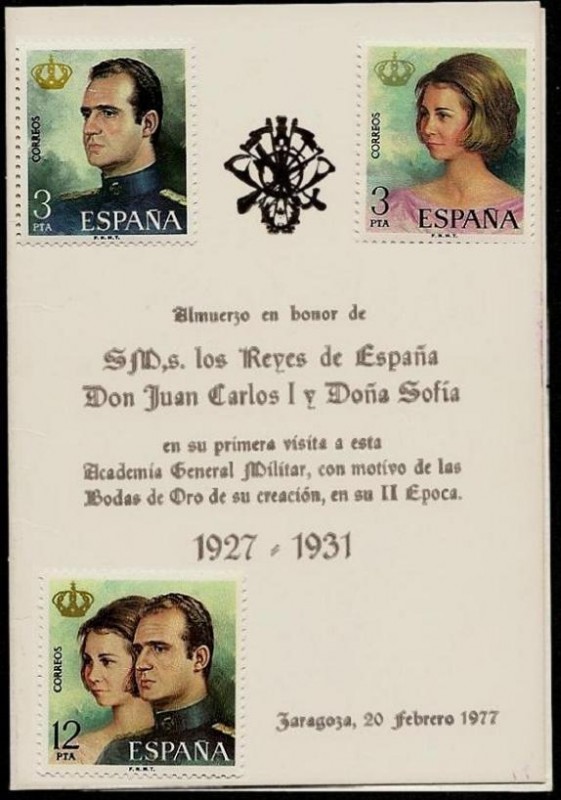 Primera visita de los Reyes de España a la Academia Militar de Zaragoza 1977