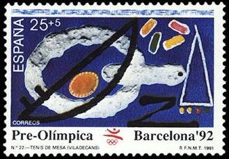 ESPAÑA 1991 3135 Sello Nuevo Barcelona'92 VII Serie Pre-Olímpica. Tenis de Mesa Michel3009 ScottB185