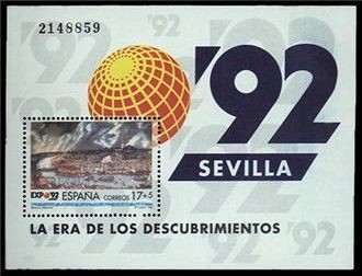 ESPAÑA 1992 3191 HB Sello Nuevo Exposición Universal Sevilla EXPO'92 Vista de Sevilla desde Triana y
