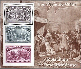 ESPAÑA 1992 3208 HB Sellos Nuevos Colón y el Descubrimiento Presentando los nativos a Reyes Catolico