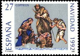 ESPAÑA 1992 3227 Sello Nuevo Navidad Nacimiento obra de Obdulia Acevedo Michel3088 Scott2688