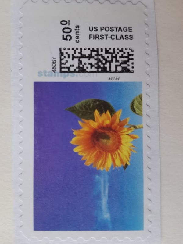 Etiquetas de envíos-US Postage-First-Class- Stamps.com-Valor:50 cénts.