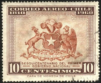 Escudo de Chile. 150 años del primer gobierno nacional 1810 - 1960.