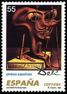ESPAÑA 1994 3294 Sello Nuevo Pintura Española Obras de Salvador Dalí Autorretrato Blando Michel3155
