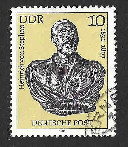 2157 - CL Aniversario del Nacimiento de Heinrich von Stephan (DDR)
