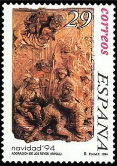 ESPAÑA 1994 3335 Sello Nuevo Navidad Adoración Reyes Magos Ripoll Michel3192