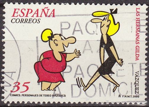 ESPAÑA 2000 3712 Sello Comics. Personajes Tebeo Las Hermanas Gilda Usado Michel3545