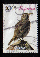 ESPAÑA 2007 4302 Sello Flora y Fauna Pájaros Aves Alondra Usado