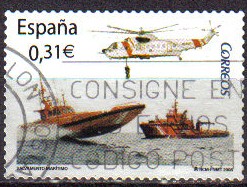 ESPAÑA 2008 4399 Sello Salvamento Maritimo Barcos Helicoptero Usado