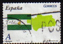 ESPAÑA 2009 4453 Sello Banderas y Mapas Andalucia Usado