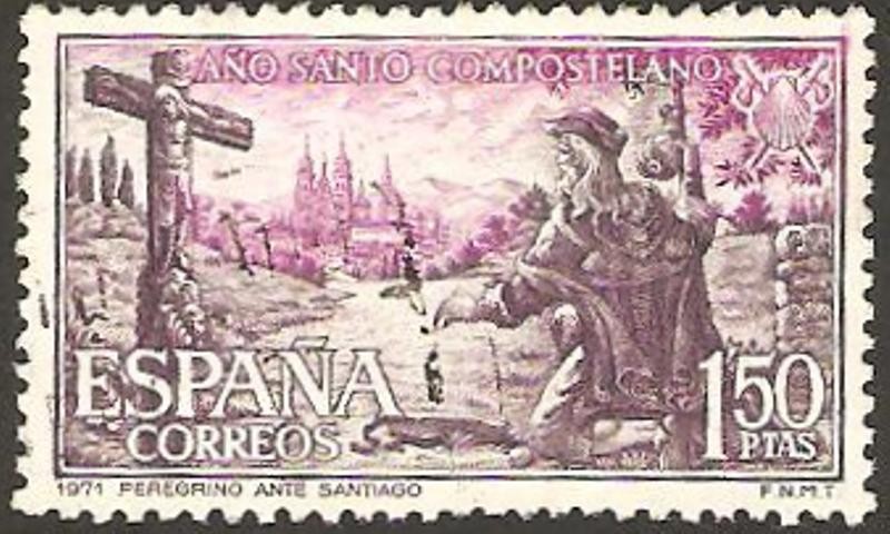 2064 - Año Santo Compostelano, peregrino ante santiago