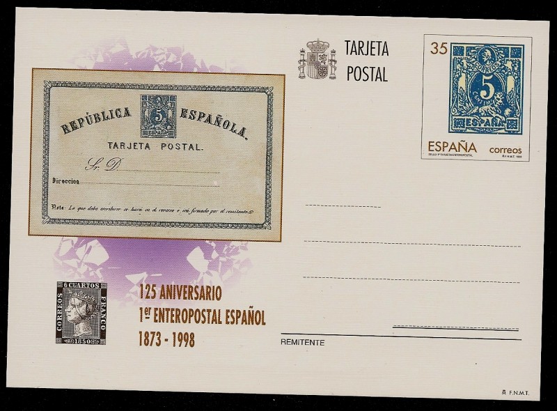 Tarjeta entero Postal - 125 Aniversario primer entero postal Español